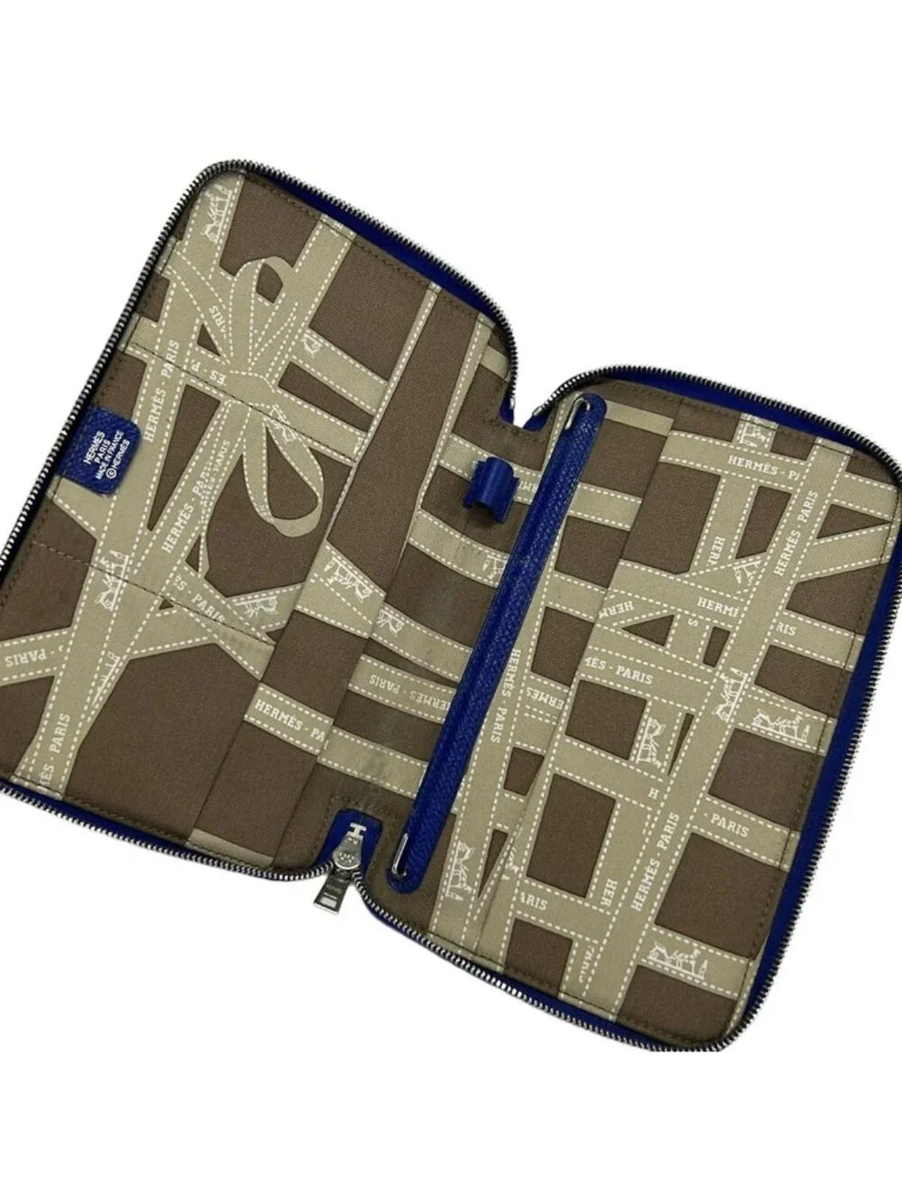 Hermes Notebook Agenda Zip Silk'in Blue Saphir Zip Around
